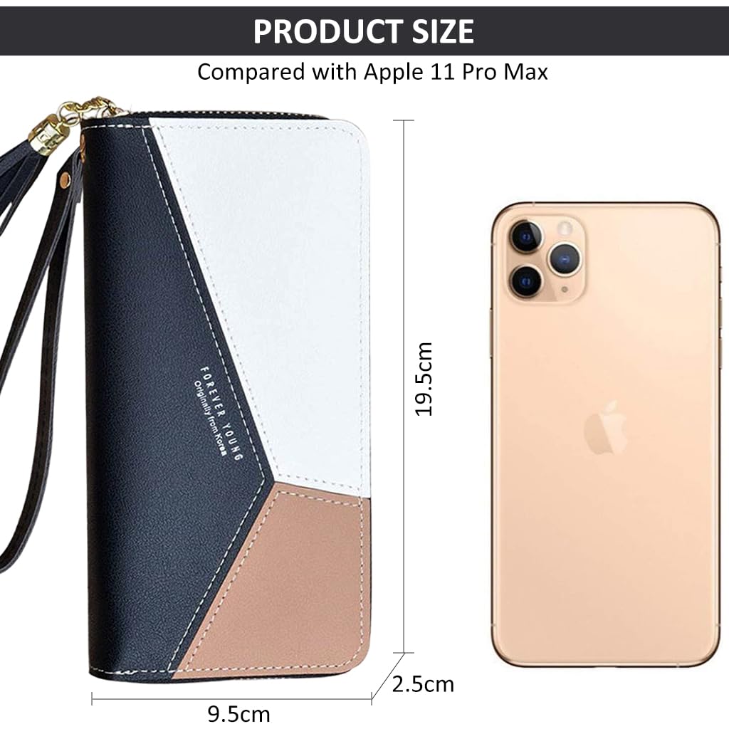 SANNIDHI Women's Long Wallet Tassel PU Leather Multi- Slots Girls Zipper Coin Large Purse Wallet for Women (Black) SANNIDHI Women's Long Wallet Tassel PU Leather Multi- Slots Girls Zipper Coin Large Purse Wallet for Women (Black)